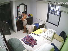 Wife from Panama gets dressed after a shower